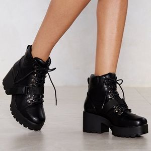 Nasty Gal Block My World Faux Leather Boot